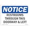 Signmission OSHA Sign, 3.5" Height, Restrooms Through This Doorway & Left Sign, 5" X 3.5", Landscape OS-NS-D-35-L-16489 - alternate 1
